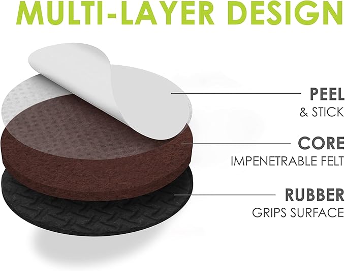 Slipstick GorillaPads Non Slip Furniture Pads/Gripper Feet Floor Protectors (Set of 16) Premium 2 Inch Round Self Adhesive Rubber Stoppers for Furniture Legs