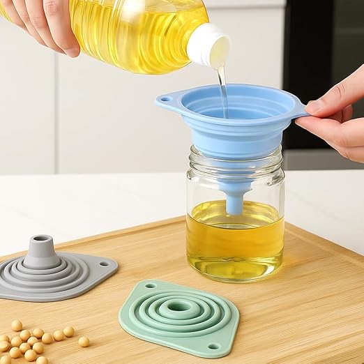 Kitchen Funnel Set, 2025 New Silicone Collapsible Funnel, Multi-Purpose Small Funnels for Kitchen Use, Portable Bottle Filling Funnels for Travel (6pcs)