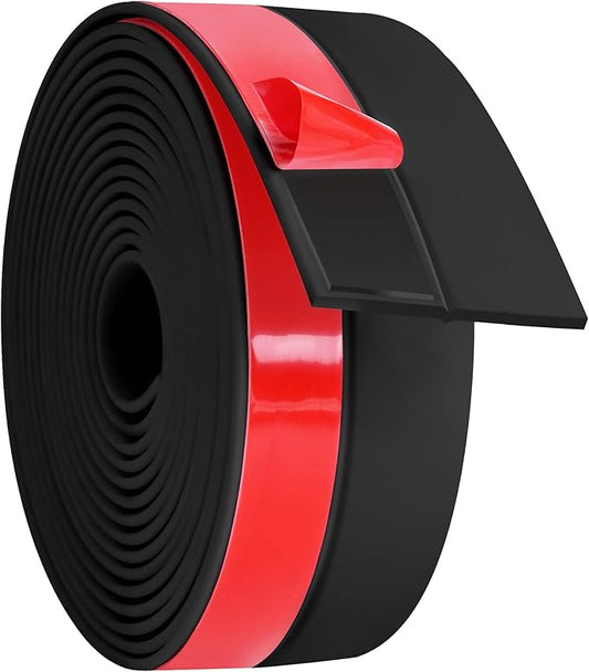 ToLanbbt Weather Stripping Silicone Door Seal Strip 2 in x 10 ft Door Draft Stopper Self Adhesive Door Draft Tape, Side & Bottom Gaps Insulation Strip for Glass Shower Door Sliding Door Window, Black