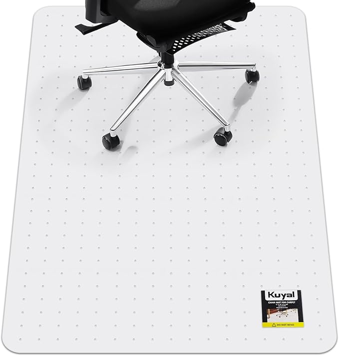 Kuyal Office Chair Mat for Carpet, 40x48 Clear Heavy Duty Computer Chair Mat, Under Desk Protector Carpeted Floors Mat, Easy Chair Movement,Ship Flat