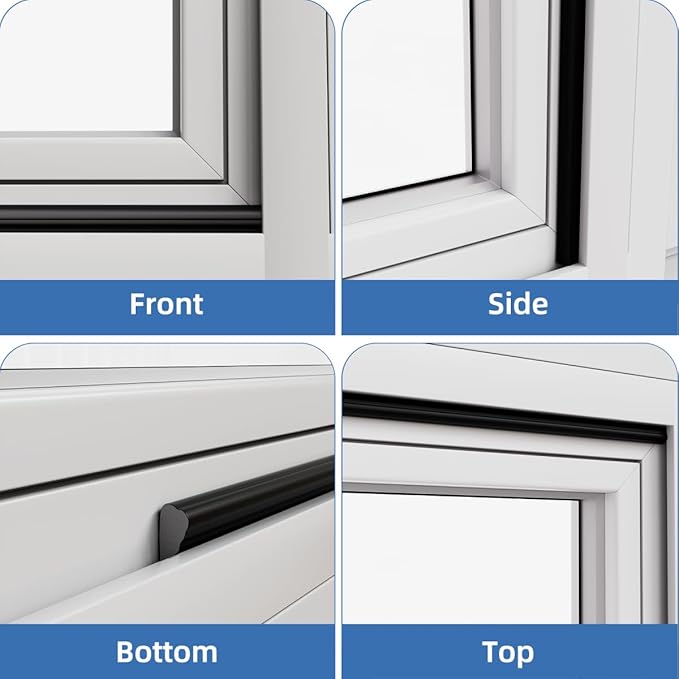 Wedge-Shape Window Weather Stripping Door Frame Seal Strip 2Pcs×196" Black,Upgrade Black Foam,Soundproofing,Draft Stopper,Winter Insulation,Noise Blocker, Gap Filler for Exterior Front Door Side