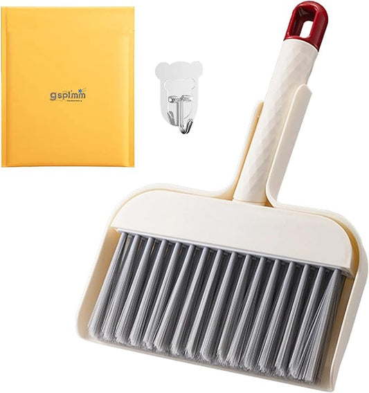 Mini Broom and Dustpan Set - Compact Cleaning Kit for Home, Car, Camping, Pet Hair, Small Spaces & Travel | Durable Hand Broom Dustpan Combo | Portable Desk Broom Set with Brush and Hook