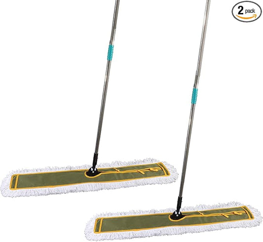 OFO 43inch Industrial Commercial Dust Mop 2 Sets // Heavy Duty Dust Mop // 63inch Length Stainless Steel Handle //Easily Clean Large Area Factory,Shopping Mall,Garage
