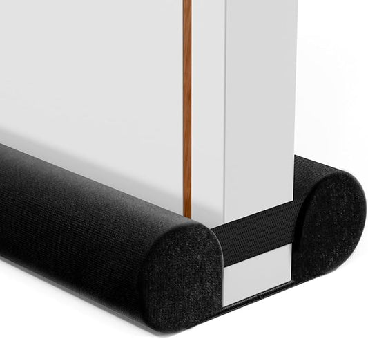 Upgraded Door Draft Stopper for Bottom of Door, Under Door Gap Filler for Big Gap, No Folding Required, Flexible Installation Door Sweep soundproofing Strip for Home & Apartment, 28-32in, Black