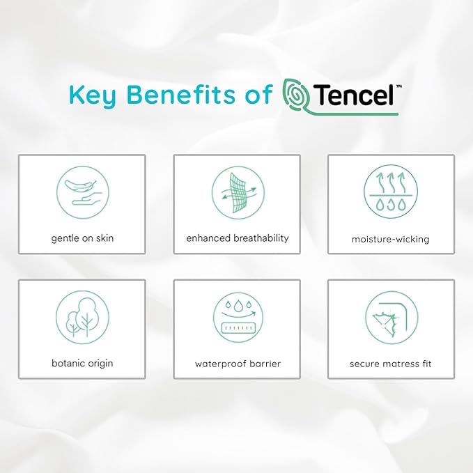 PUREgrace Tencel Mattress Protector (Twin) – Waterproof, Noiseless Cover for Potty Training, Breathable and Soft with Deep-Pocketed Corners for Secure Fit