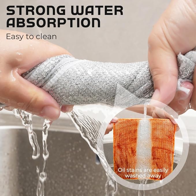 Multipurpose Wire Dishwashing Rags for Wet and Dry, 2024 New Reusable Non Scratch Wire Dishcloth, Premium Scrubbing Wire Dishwashing Rags for Scrubs Dishes, Sinks Cleans (10)