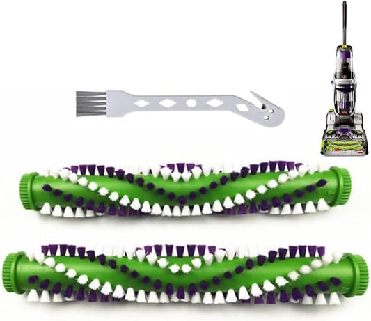 Vacuum Carpet Cleaning Brush Replacement Part Compatible Bissell ProHeat 2X Revolution Pet Pro 3432 3588F 1986 1964 19862 Roller Brush Assembly Number #1611133（2 pack green）