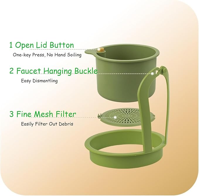 Sink Strainer Basket, Hanging Kitchen Sink Strainer Basket, Press to Dump, Easy Installation, Food Fruit & Vegetable Drainer Rack, Corner Waste Collector (Green)