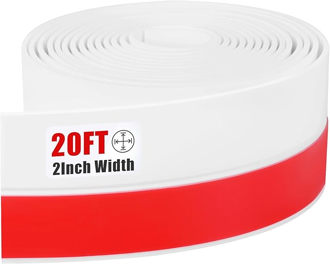 Draft Seal Tape for Doors and Windows 2 in x 20 Ft Silicone Weather Stripping Extra Thick 2mm Door Seal Strip with Strong Adhesive Draft Insulation Stopper Side Seal - White
