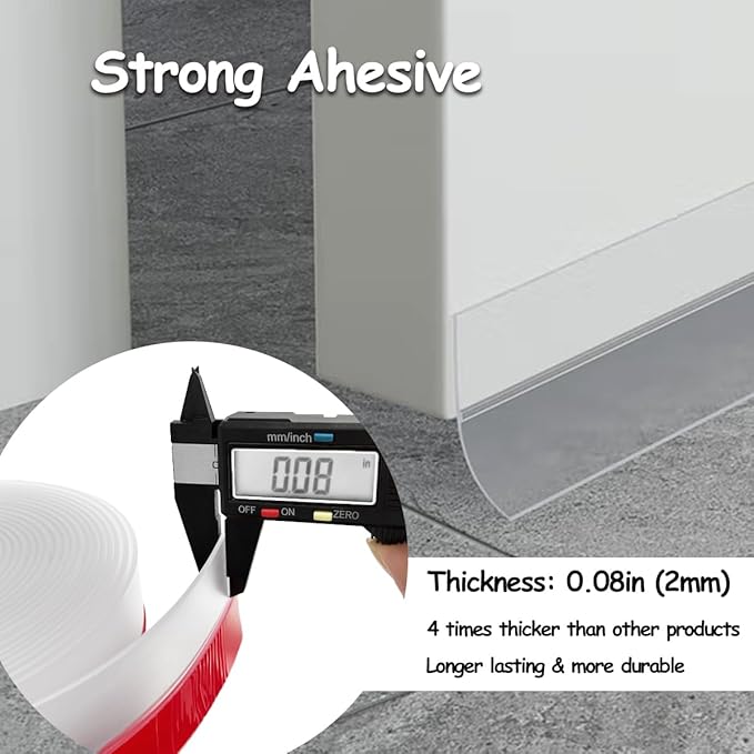Silicone Weather Stripping, Door Draft Stopper Window Seal Strip for Gaps of Door & Windows, Garage Door Under Bottom, Sealing Tape Shower Doors Sweep (Gray, 2 inch x 20 Ft.)