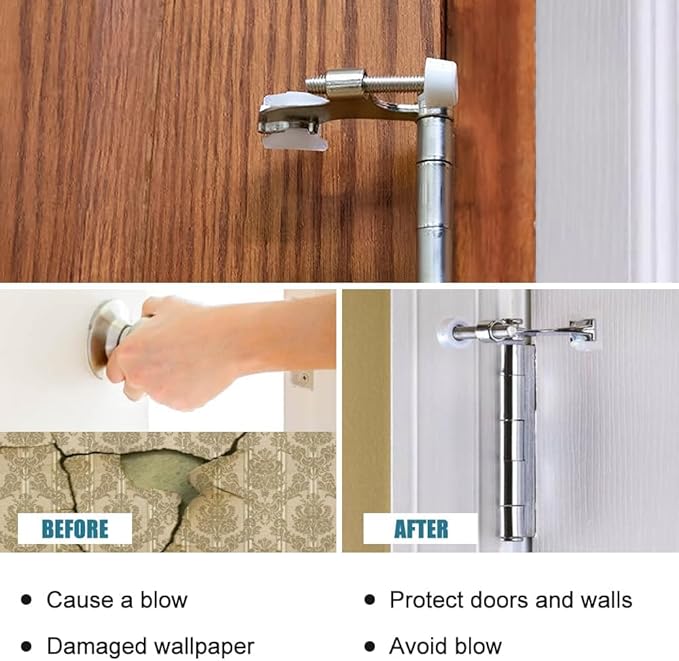 24 Pack Hinge Pin Brushed Nickel Door Stopper, Adjustable Heavy Duty Hinge Pin Door Stop with Rubber Bumper Tips