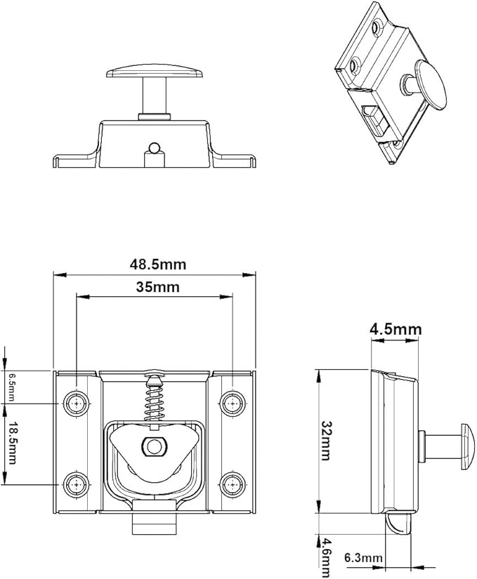 QCAA Oval Turn Cabinet Latch, for Cupboard & Other Furniture, Small, Brass Plated, Made in Taiwan, 4 Pack