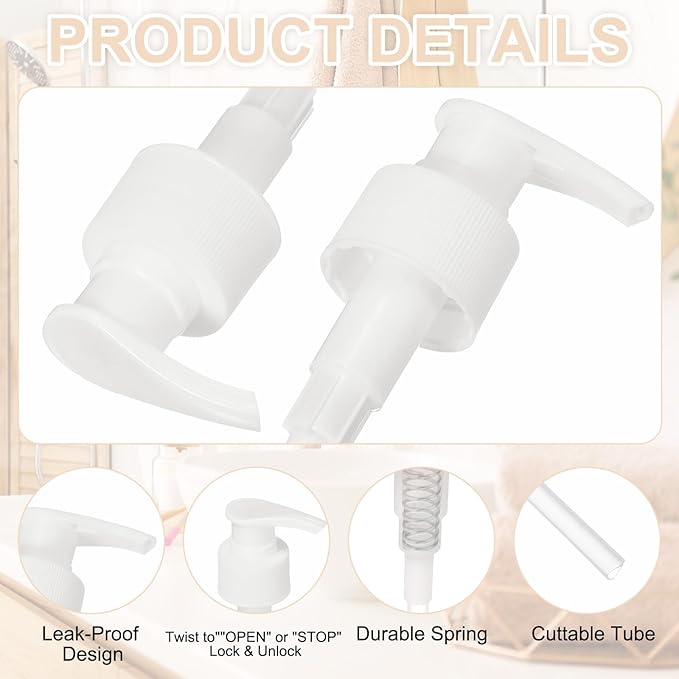 uxcell 16 Pcs Soap Dispenser Pump Heads Soap Dispensers Top Pumps Replacement Switch Pumphead for Standard 24/420 Neck Size Lotion Shampoo Bottle, White