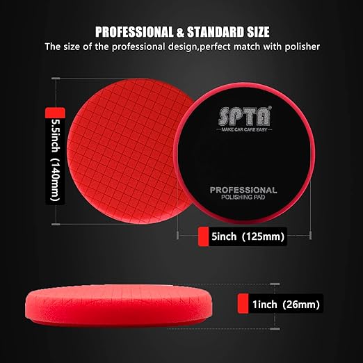 Red Finish Polish Pad, 3Pcs 5 Inch Buffing Polishing Pads for 125mm Backing Plate Compound Buffing Sponge for Car Buffer Polisher Compounding, Polishing and Waxing