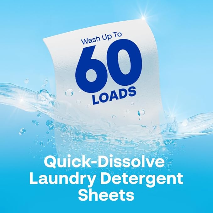 Earth Breeze Laundry Detergent Sheets Fragrance-Free - 180 Loads Eco Liquidless Soap - Travel-Friendly for Hot & Cold Cycles, Tackles Tough Stains & Odors - Gentle on Sensitive Skin, 90 Ct (3 Pack)
