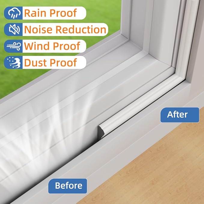 Wedge-Shape Window Weather Stripping Door Frame Seal Strip 3Pcs×196" White,Upgrade Black Foam,Soundproofing,Draft Stopper,Winter Insulation,Noise Blocker, Gap Filler for Exterior Front Door Side
