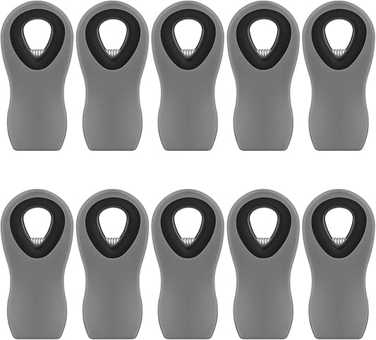 10 Pack Magnetic Chip Clips, Gray Plastic Snack Clips with Magnet for Refrigerator