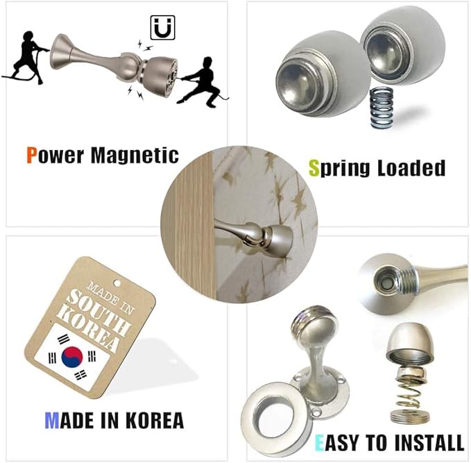 Magnetic Door Stop, Stainless Steel, Magnetic Door Catch, Door Holder, Door Stops, Wall Mounted, Floor Mounted, Door Banging Prevention (Small x 30pack, Satin Nickel)