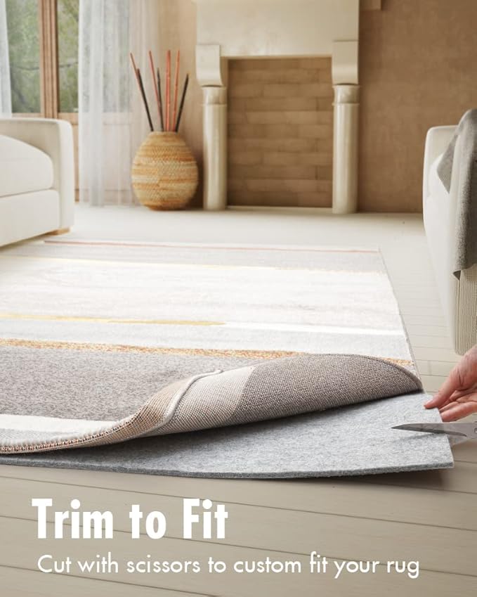 Non Slip Rug Pad Gripper - 2x12 Feet 1/4” Extra Thick Felt Under Rug for Area Rugs and Hardwood Floors,Super Cushioned Non Skid Carpet Padding