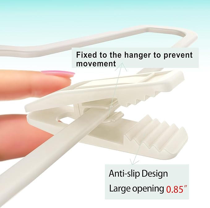 Hanger Clips for Velvet Hangers (Beige, 40 PCS), Non-Slip Plastic Clips Pant Skirt Hanger Clips for Flocking Hangers