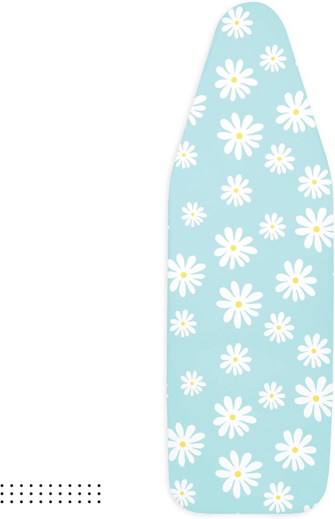 Encasa XO Ironing Board Cover and Pad 42"x14" - Thick 3mm Felt Padding, Drawstring Tightening & Lock, Easy Fit, Scorch & Stain Resistant, Fits Medium Ironing Board - Daisy Blue