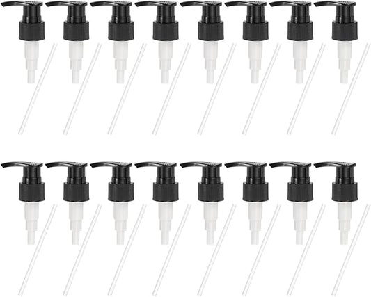 uxcell 16 Pcs Soap Dispenser Pump Heads Soap Dispensers Top Pumps Replacement Switch Pumphead for Standard 24/416 Neck Size Lotion Shampoo Bottle, Black