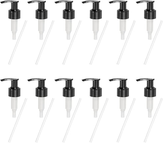uxcell 12 Pcs Soap Dispenser Pump Heads Soap Dispensers Top Pumps Replacement Switch Pumphead for Standard 24/425 Neck Size Lotion Shampoo Bottle, Black
