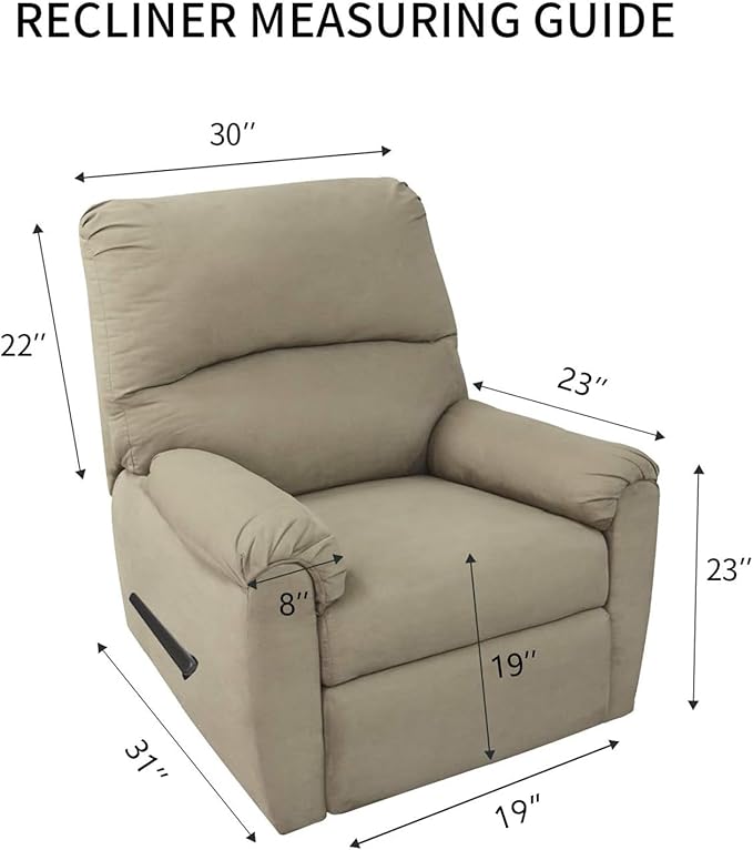 PureFit Reversible Quilted Sofa Cover, Water Resistant Slipcover Furniture Protector, Washable Couch Cover with Non Slip and Elastic Straps for Kids, Dogs, Pets (Small Recliner, Beige/Beige)