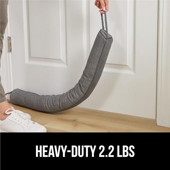 GORILLA GRIP Door Draft Stopper for Bottom of Doors, Weather Stripping Seal Blocks Hot Air, Noise, Bugs, Keeps Cold AC in, Sound Proofing Easy Install Gap Filler, Home Essentials, 32 Inch 2 Pack, Gray