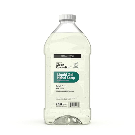 Clean Revolution Liquid Gel Hand Soap, Silky Rich Liquid, Quick Lather, Fast Rinsing, Contains Real Essential Oils (Forest Escape) 64 Fl Oz