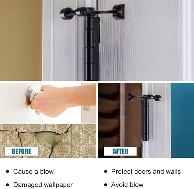 20 Pack Hinge Pin Black Door Stopper, Adjustable Heavy Duty Hinge Pin Door Stop with Black Rubber Bumper Tips