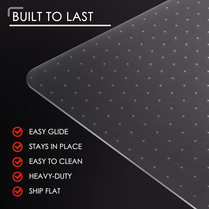 Kuyal Office Chair Mat for Carpet, 2 Pack 48x 60 Clear Heavy Duty Computer Chair Mat, Under Desk Protector Carpeted Floors Mat, Easy Chair Movement,Ship Flat