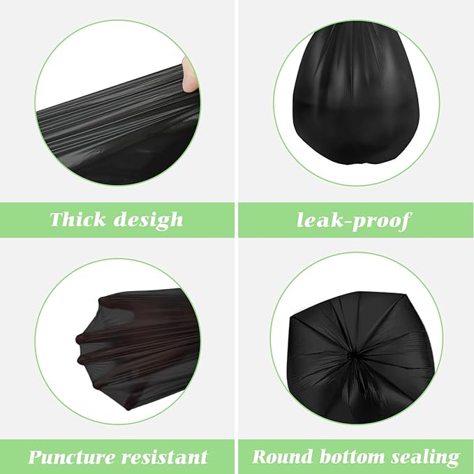 8 Gallon 130 Counts Strong Trash Bags Garbage Bags by RayPard, fit 30 Liter Kitchen Waste Basket, Medium Trash Bags Can Liners for Home Office Kitchen Bathroom Bedroom, Black