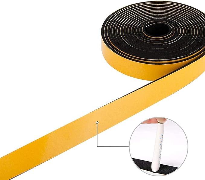 Neoprene Weather Stripping 2-Pack, 1/2 Inch Wide X 1/4 Inch Thick, High Density Foam Tape for Doors & Windows Insulation (26 Feet Total, 13 Feet/Roll)