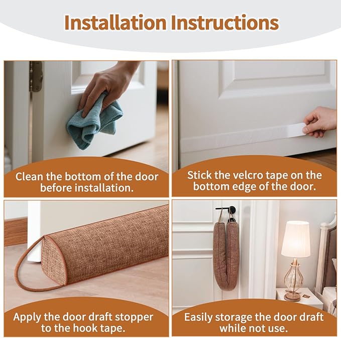 QUOLIX Triangle Under Door Draft Stopper Bottom Door Gap Filler & Seal Windproof Coating Cover Fits 30” to 36” Door Block Noise, Sound, Hot Air, Light, Bugs Easy Install Draft Blocker (38inch-Brown)