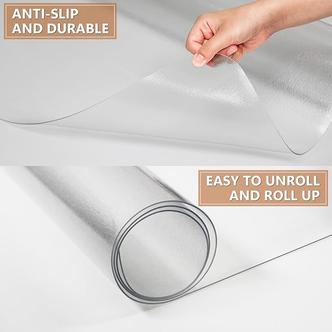 Office Chair Mat for Hardwood Floor- 35" x 35" Clear Desk Computer Chair Mat for Hard Wood/Tile Floors, Easy Glide Plastic Mat for Under Office Chairs on Hardwood for Work & Home