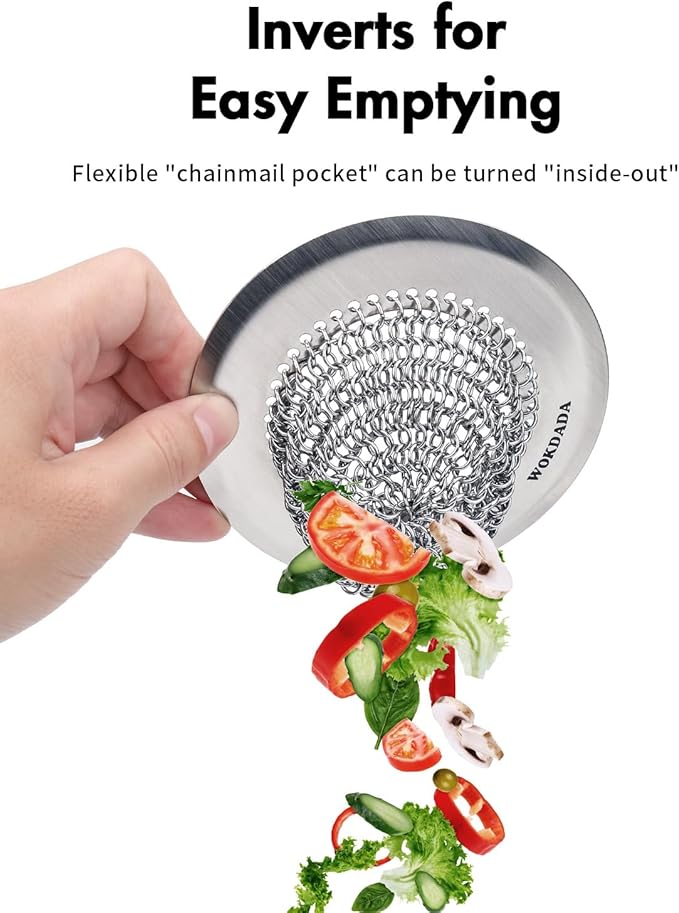 Sink Drain Strainer&Stopper, Anti-Slip Flexible Mesh Sink Strainer with 304 Stainless Steel, Clog-Free Kitchen Sink Strainer, Easy-Clean Sink Catcher Strainer& Silicone Stopper