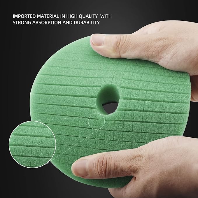 SPTA Polishing Pads, 5Pc 5 Inch 125mm Orbital Buffer Polisher Pads and 1Pc Microfiber Buffing Pads, Foam Polish Pad for Compounding, Polishing and Waxing, for 5''/125mm Backing Plate Car Polisher