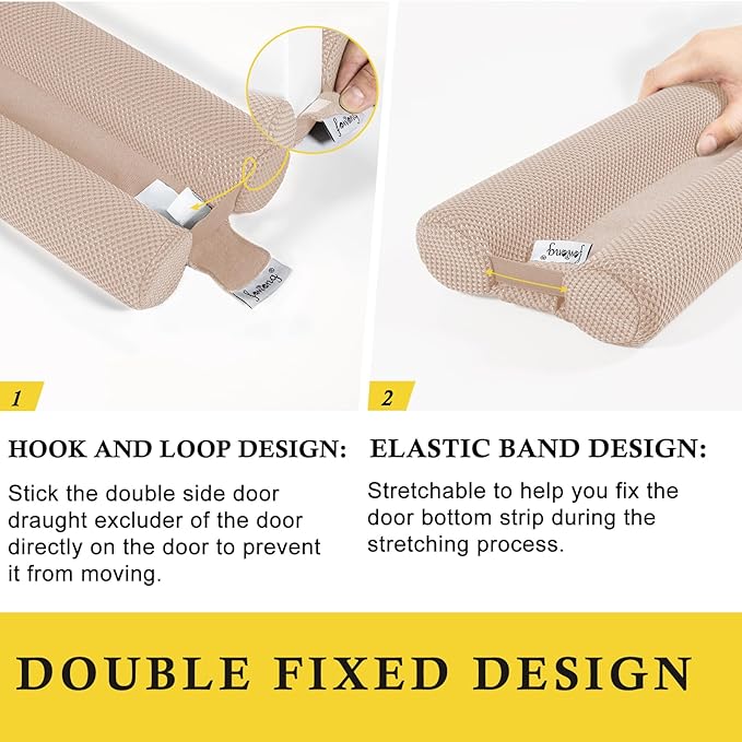 fowong Door Draft Stopper 30" to 36" Adjustable Draft Stopper for Bottom of Doors, Soundproofing Noise Blocker, Easy to Install, Pink