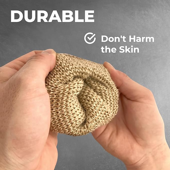 GUARD&MARINE Natural Shower Mitts - Jute Bath Gloves for Skin Exfoliation, Mitt Washcloth for Body Scrub and Cleansing - Good for Men and Women - Set of 2 Wash Mittens