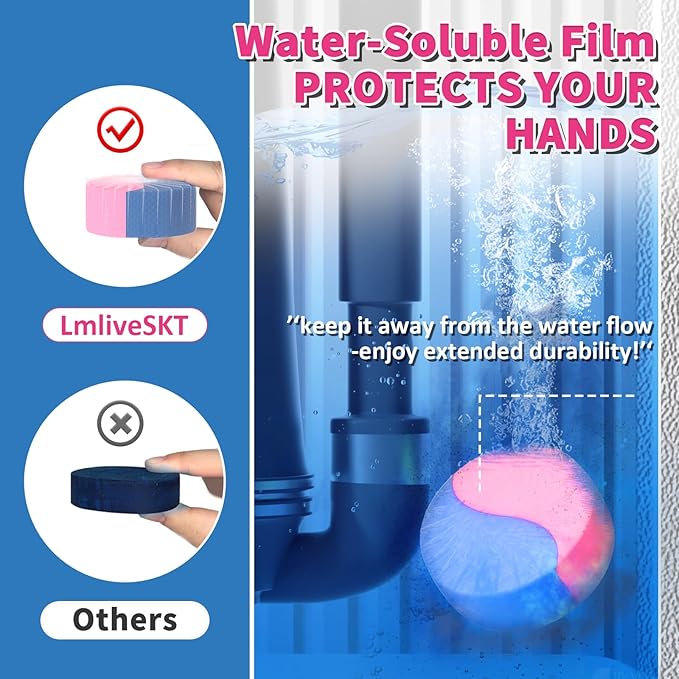 Automatic Toilet Bowl Cleaner Tablets, 30-Pack Long-Lasting Toilet Tank Cleaner for Bathroom, Blue Water Freshener, Prevents Stains & Odor, Safe for All Toilets (30, Blue and yellow)