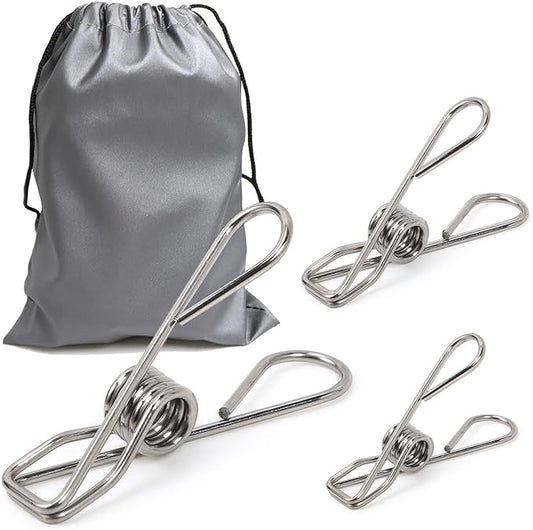 40 Pack Clothes Pins Heavy Duty, Metal Clothespins Assorted Size Include Extra Large, 304 Stainless Steel Clothes Pins with Waterproof Bag, 2.4/2.6/3.4 Inch Laundry Clips Outdoor