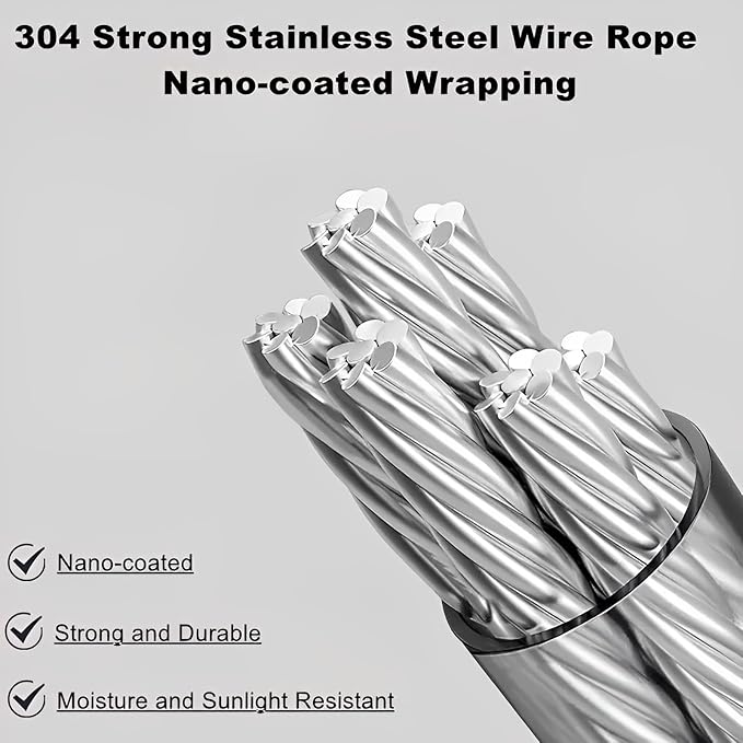 13.8ft(4.2M) Retractable Clothesline, Non-sag Clothesline, Indoor & Outdoor Heavy Duty Retractable Clothesline, Wall Mounted Stainless Steel Washing Line (Gray)