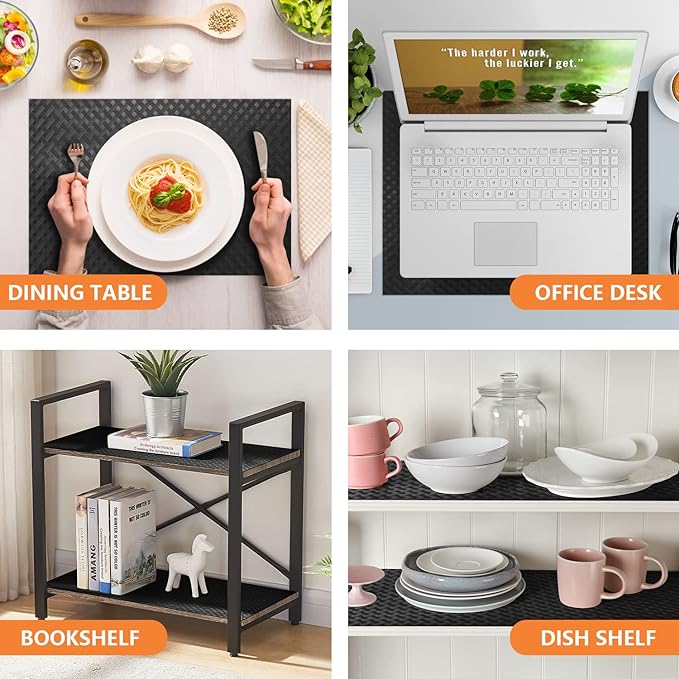 Shelf Liners for Kitchen Cabinets Refrigerator Liners Waterproof Kitchen Cupboard Liner Non-Slip Drawer Mats EVA Material Non Adhesive Fridge Liner for Shelves - Black（11.8 x 236.2 Inches x 2 Rolls