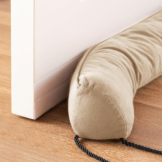 Sunolga 2-Pack 38" Door Draft Stopper Blocks Hot and Cold Air with Removable Washable Cover for Gaps Up to 3", All-Season Seal for Noise, Wind, Door Sweep for Bottom of Door, Home Essentials, Beige