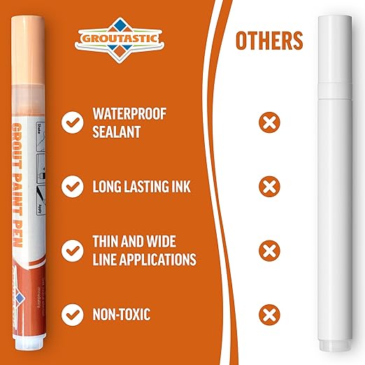 Grout Pen Light Beige – Tile Grout Colorant & Sealer Pen for Bathroom, Kitchen & Shower – Water-Based, Low Odor, Quick Dry, Easy DIY Grout Repair & Touch Ups