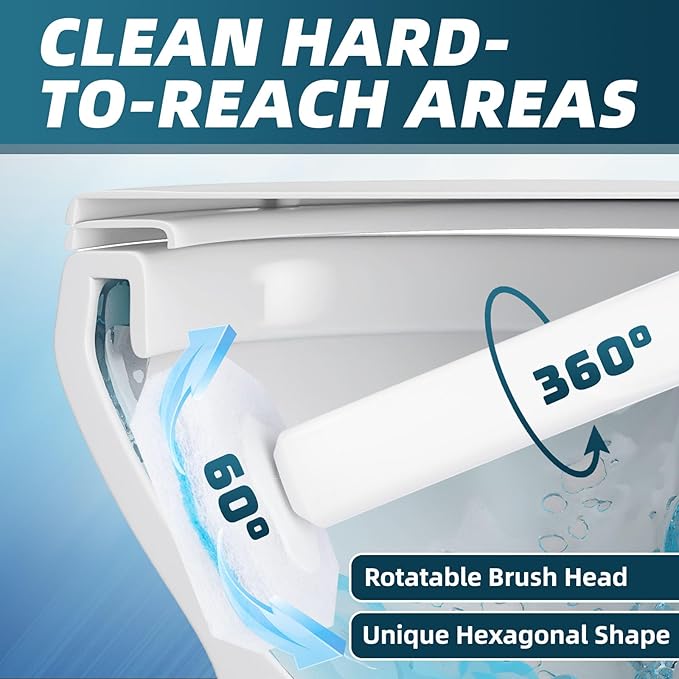RLOW Disposable Toilet Brush Set with 20 Refills, Toilet Bowl Brush and Holder Disposable Toilet Cleaning System- Toilet Brush, Storage Caddy and 20 Refill Heads for Bathroom Cleaning