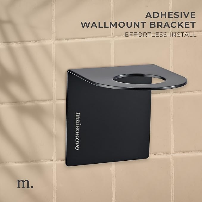 MaisoNovo Shampoo and Conditioner Dispenser - Shower Soap Dispenser Wall Mounted - 16.9 fl oz Set of 2 Amber Plastic Bottles Black Pump - Shampoo Dispenser, Shower Dispenser 2 Chamber No Drill