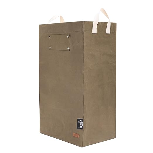 Deeablo New York - Sustainable Reusable Indoor Recycling Bin for Kitchen, Multipurpose Recycle Bin, Large Recycling Bins for Home, Washable Paper Bag for Recycling (Olive)
