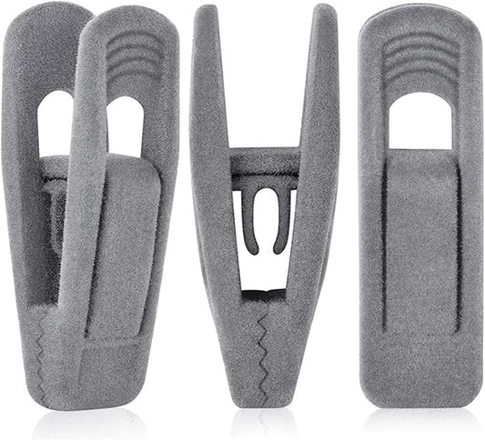 Grey Velvet Hangers Clips (80-Pack), Non-Slip Strong Velvet Hangers Clips for Velvet Skirt Hangers, Velvet Pants Hanger Velvet Clips Fit for Thin Velvet Clothes Suit Hangers